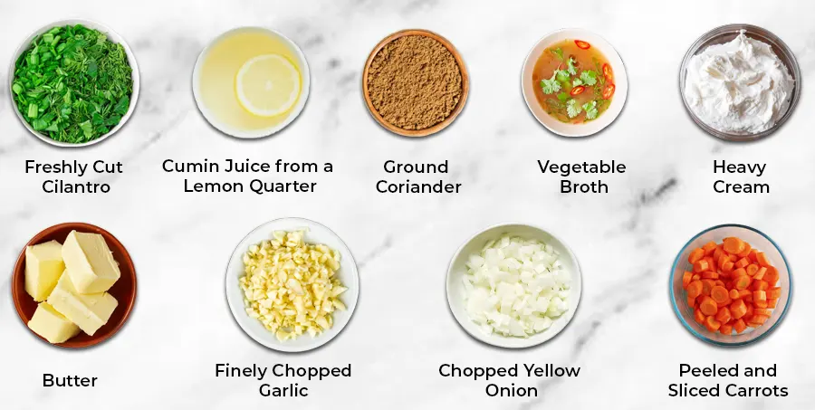 Jamie Oliver's Carrot And Coriander Soup Ingredients